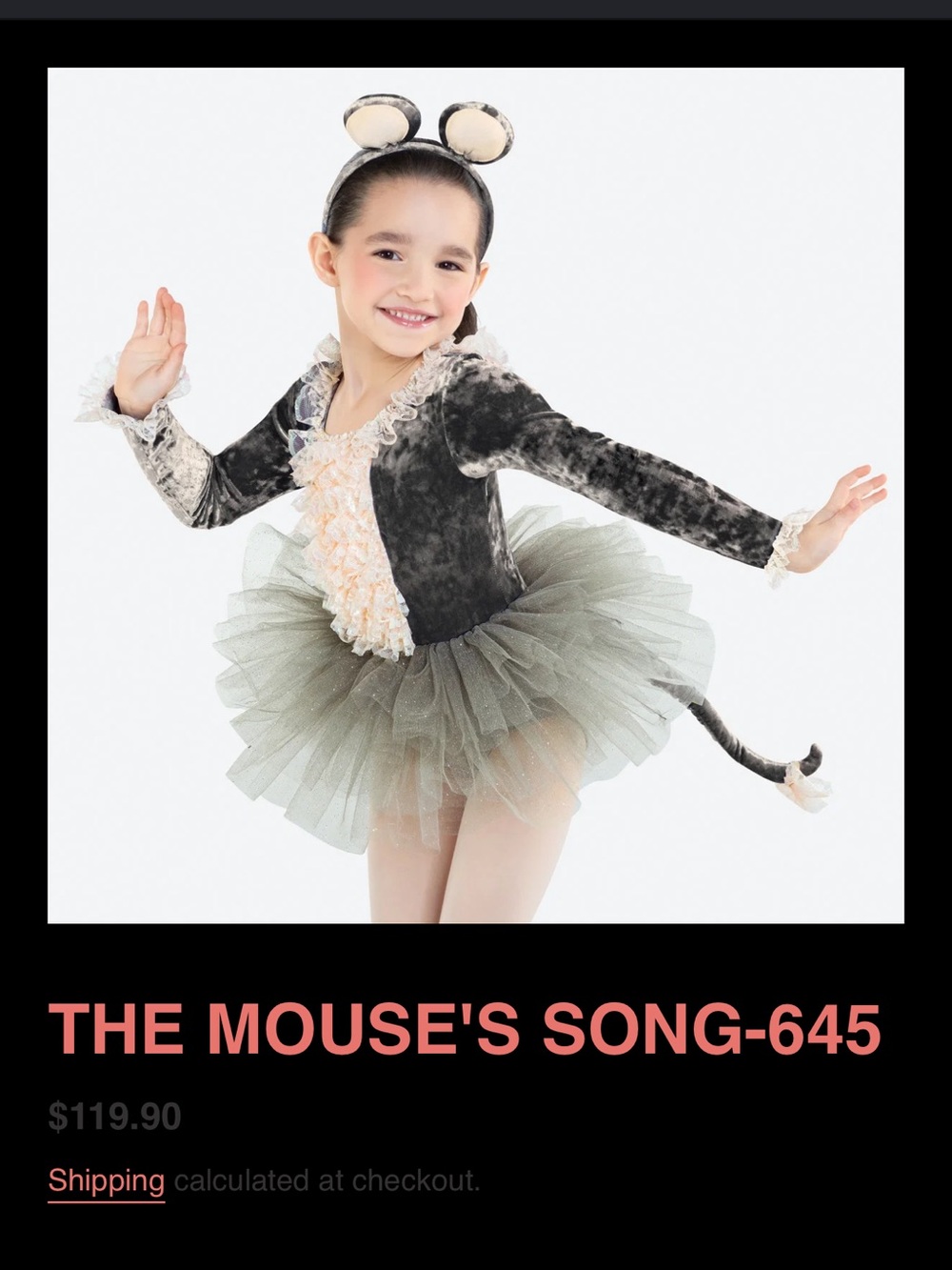Revolution Girls' Gray Mouse Tutu Costume